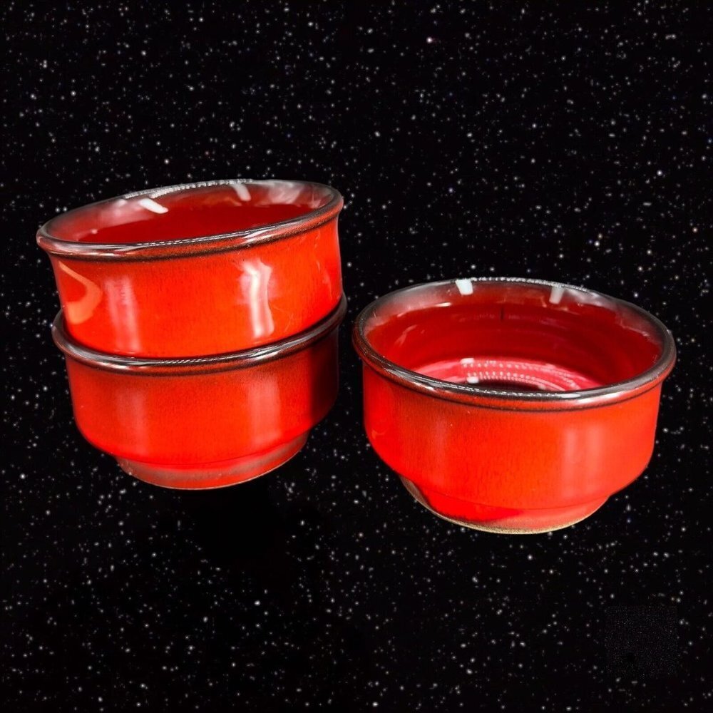 Villeroy and‎ Boch Luxembourg Granada Bright Red Small Bowl Set 3 Dish Set VTG